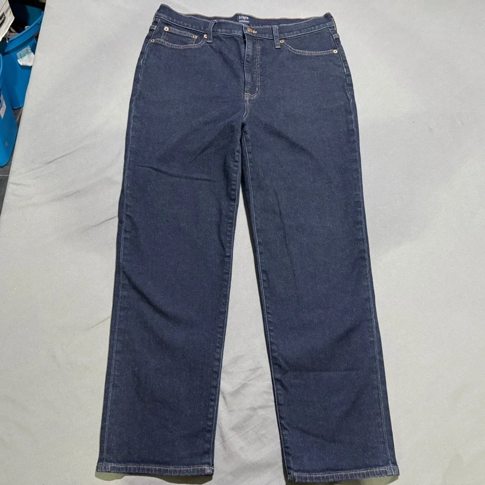 J.Crew Stovepipe Jeans Mens 31x26 Dark Indigo Blue Straight Leg Stretch Denim
